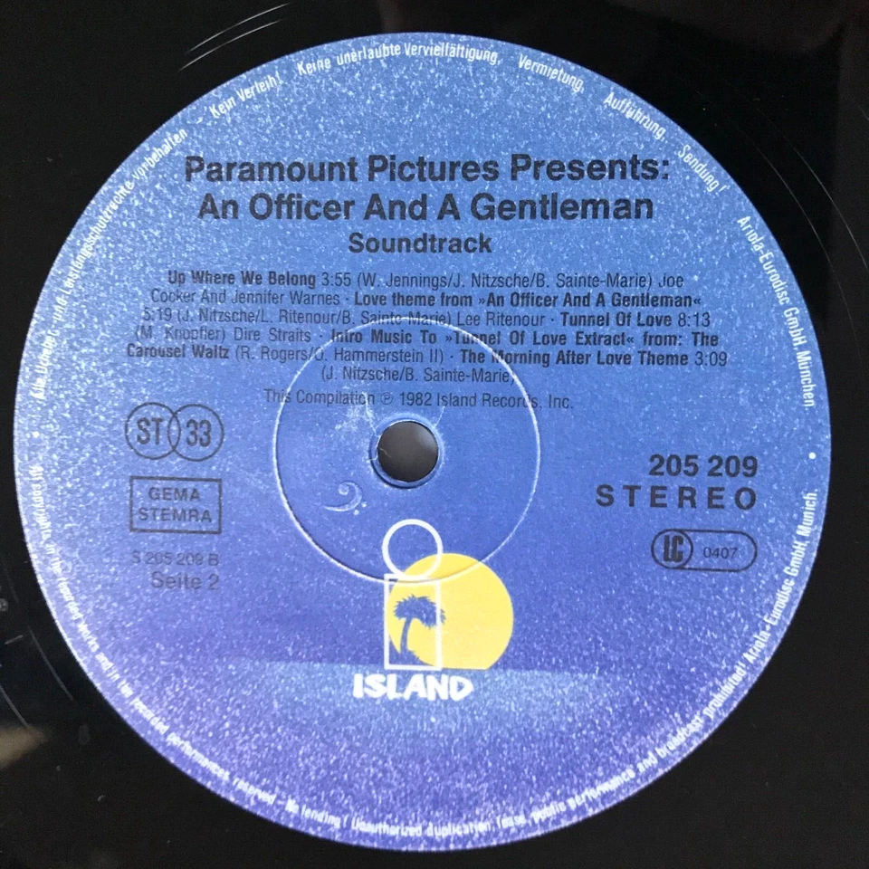 An Officer And A Gentleman Soundtrack Vinyl LP Compilation 1982 - Image 3 of 4