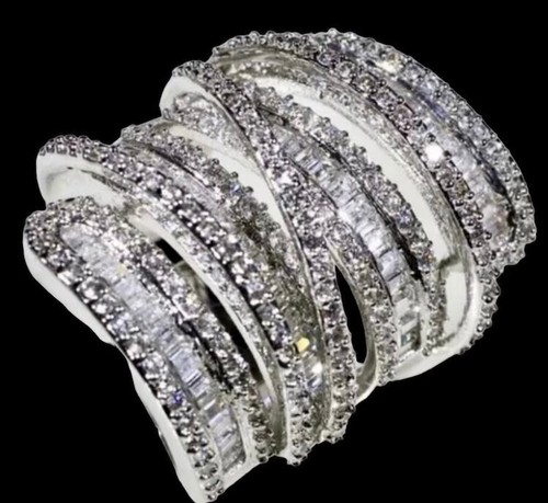 Marco Designer Stil 100 % Sterlingsilber Pflasterstein weiß Saphir eleganter Ring - Bild 2 von 4