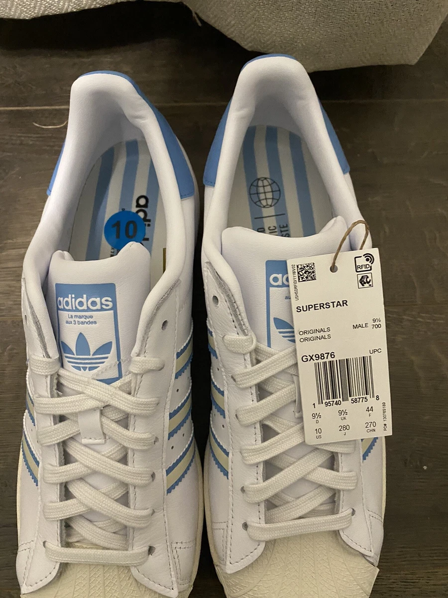 Adidas Superstar White/Blue Sneakers Men's Size 10 NEW GX9876 | eBay