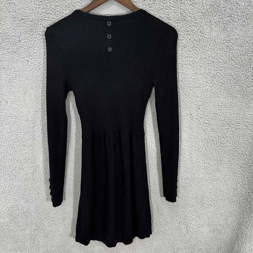 Romeo + Juliet Couture Knit Dress Large Black Mini Whimsigoth Edgy Office Siren - Image 3 of 4