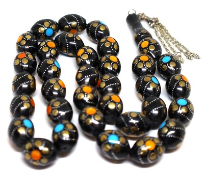 yoursr Or Black coral islamic prayer tasbih 33 perlen مستحه يسر