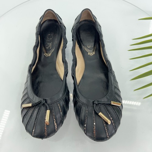 CD 26 Ballet Flats Black Leather With Sequins 592215