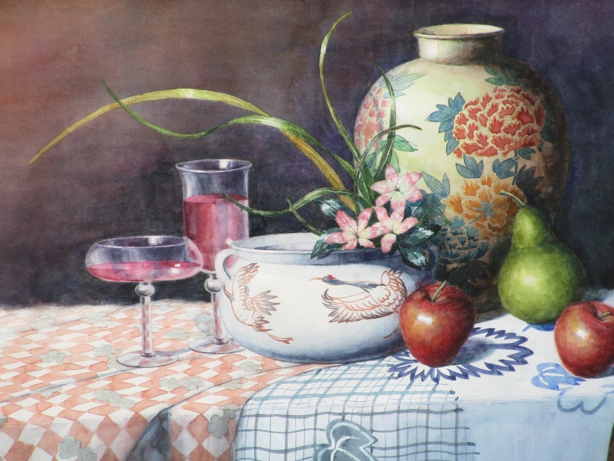yumiko 油彩画 Yumiko Ichikawa Signed Original Still Life Watercolor | eBay