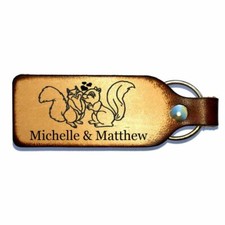 Squirrel Couple Leather Keychain with Free Customization