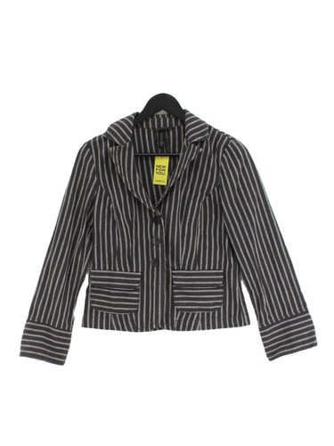 Topshop Damen Blazer UK 12 Grau Baumwolle mit Leinen Mantel