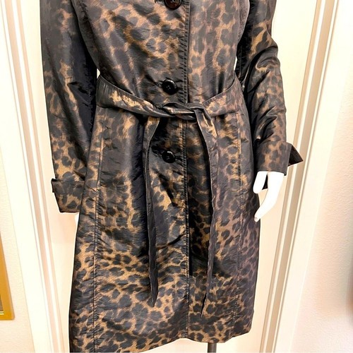Ellen Tracy Black and bronze, Leopard print women’s trenchcoat size large - Picture 6 of 10
