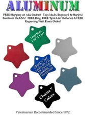 STAR Pet Dog Cat Identification Name Tags - Custom Engraved ID Tags - 7 Colors
