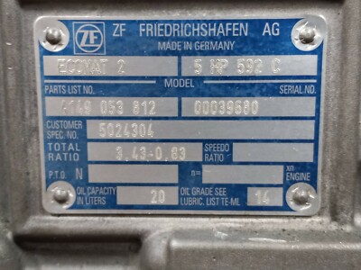 REBUILT ZF Ecomat II, ECOMAT 2 Transmission, 5HP592C , 4149 053