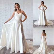 Bohemian Sweetheart Sexy Wedding Dresses Court Train Satin A Line Bridal Gowns