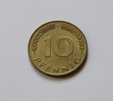 BRD: 10 Pfennig 1950 D, J. 383, stempelglanz, SELTEN !!!