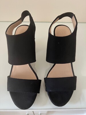 Ladies black suede effect open toe sandals H&M size UK7 UK