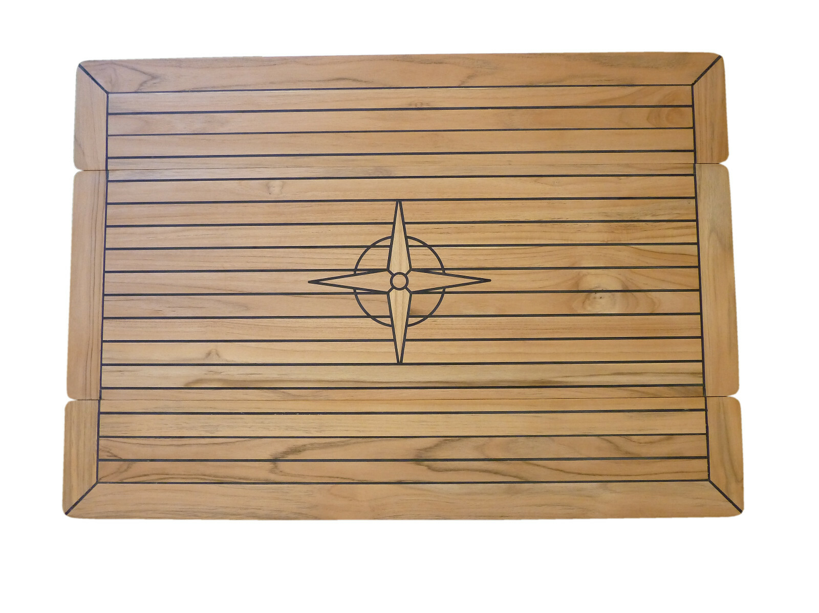 Klassische Teak-Tischplatte Für Boot & Motor - 58x90cm Mit Windrosenmotiv