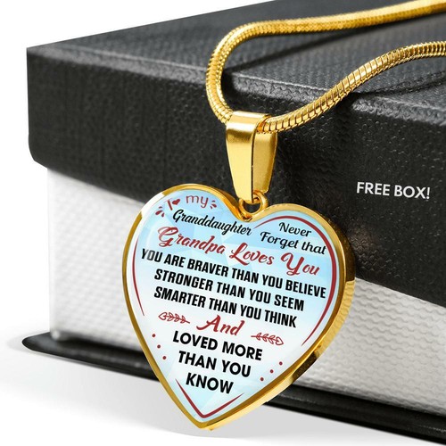 Birthday Gift For Granddaughter Luxury Heart Necklace from Grandpa Grandfather - Picture 6 of 8