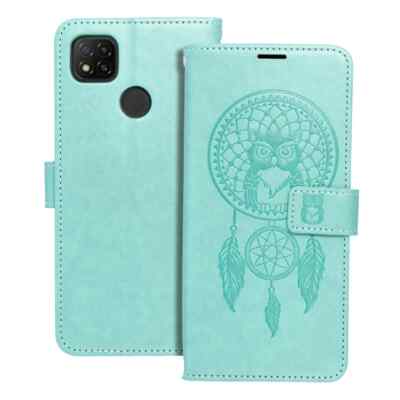 FÜR XIAOMI REDMI 9C NFC - MUSTER BOOK Handy Case Tasche Hülle Traumfänger GRÜN