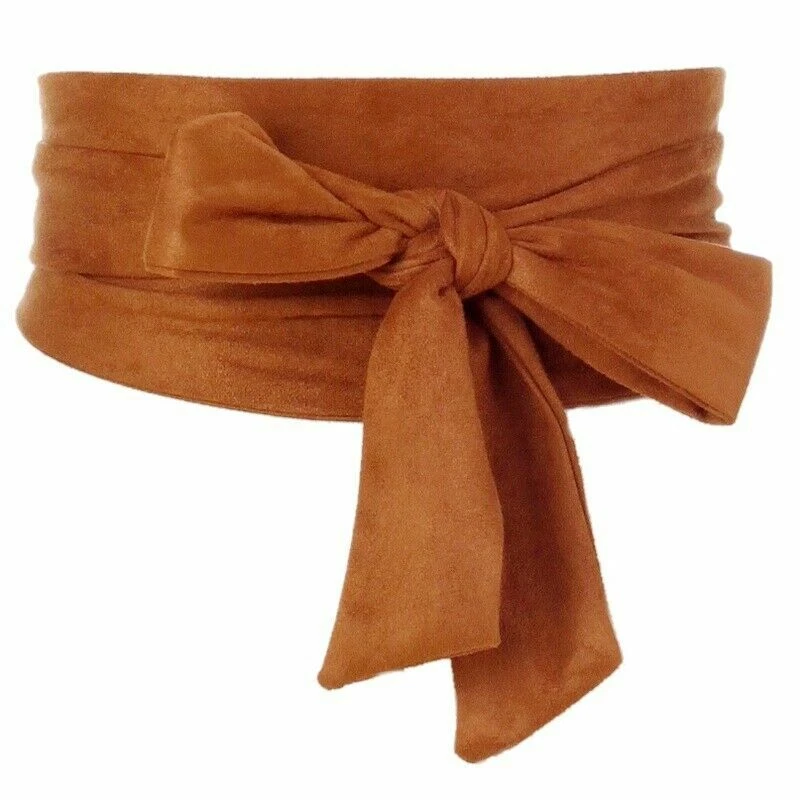 Vestido casaco feminino japonês camurça sintética cinto espartilho quimono largo retrô Obi Bows novo - Imagem 4 de 4