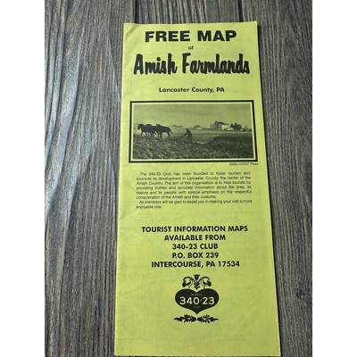 Vintage Free Map Of Amish Farmlands Lancaster County PA