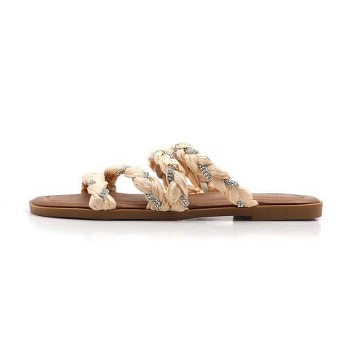 Sandalias para mujer esmaltadas con estrás adornadas con correa trenzada punta cuadrada - Imagen 16 de 27