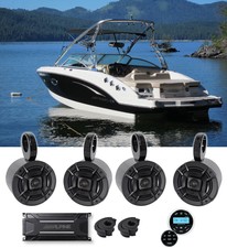(4) Polk Audio 5.25" Marine Boat Wakeboard Tower Speakers+alpine Amp+receiver