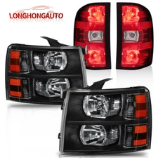 Set(4) Headlights + Tail Lights Assembly For 2007-2013 Chevrolet Silverado 1500
