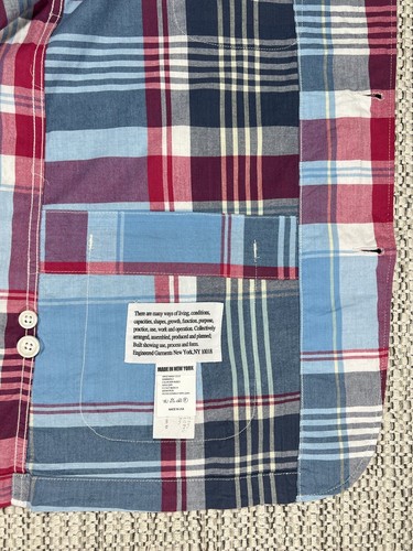 Chaqueta vagabundo ENGINEERED GARMENTS, HOMBRE MEDIANA, algodón Madrás, azul a cuadros, EE. UU. - Imagen 6 de 8