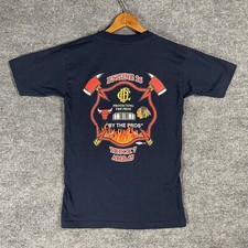 VINTAGE 90s Chicago Fire Department Engine 26 T Shirt Small Bulls Blackhawks