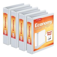 Cardinal 1.5 Inch 3 Ring Binder, Round Ring, White, 4 Pack, 1.5-Inch, White