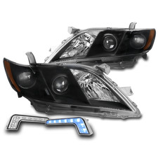 For 2007 2008 2009 Toyota Camry Black Projector Headlights Bumper Blue Led Drl