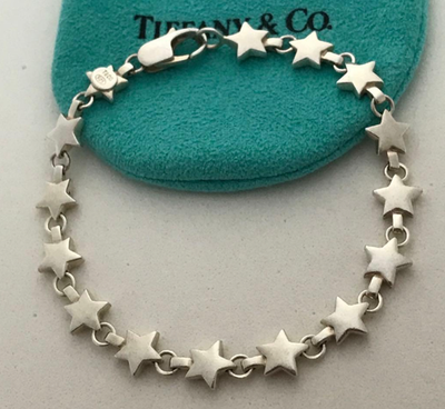 Tiffany & Co. Puff Star Bracelet Chain Link 925 Silver 7