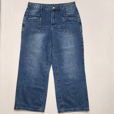 BEEBS by Kiabi Womens Size 12 Blue Jeans Wide Straight Leg missing tag 0304