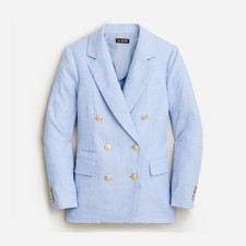 NWT J.Crew Petite Bristol Blazer in Peri Breeze White Stretch Linen Jacket 8P