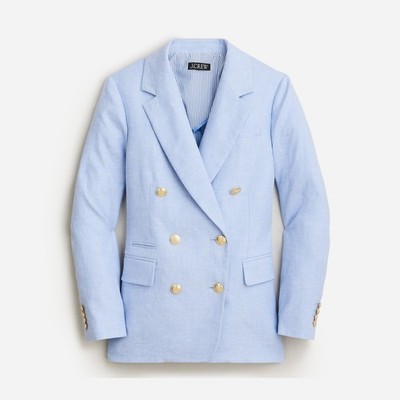 NWT J.Crew Petite Bristol Blazer in Peri Breeze White Stretch Linen Jacket 8P