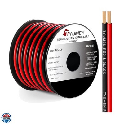 16 Gauge Red Black Wire 50FT, 16/2 AWG Parallel Electrical Wire 12V/24V DC Ca...