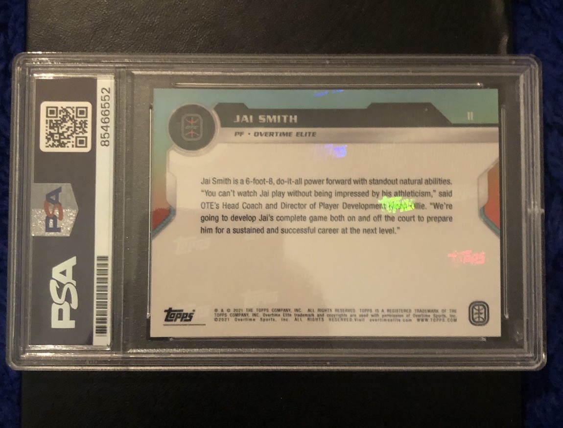 Jai Smith - On Card Autograph PSA - 2021-22 Topps Now Overtime Exclusive Debut view 3