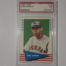 Fleer 1961 Baseball Greats Babe Herman #114 PSA 7 Cincinnati Reds MLB