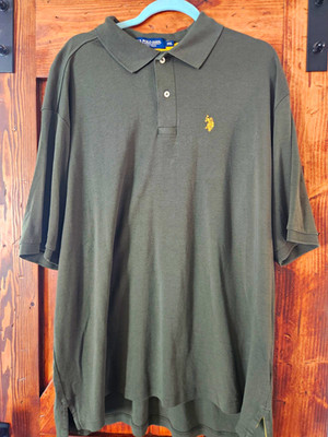 U.S. Polo Assn. Luxury Feel Men's 2XL Green Solid Short Sleeve Collared Polo