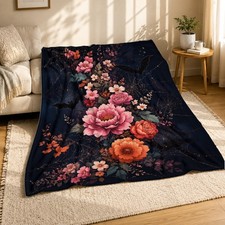Floral Spiderweb Bats Coral Fleece Bl...