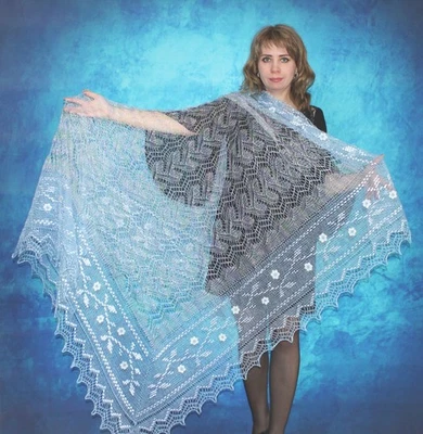Orenburger Châle Beige en Tricot Moelleux de Chèvre, Fait Main - Photo 1/4