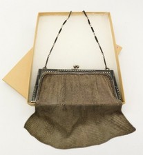 Antique Sterling Silver 1920s Whiting  Davis Art Deco Enamel Mesh Purse TF1502