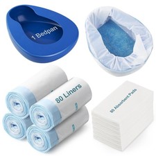 Bedpan Set with 80 Super Absorbent Pads and 80 Disposable Liners - These bedp...