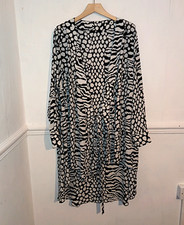 Very Womens Cardigan Black Size UK 22 White Leopard Print Longline Event Cruise
