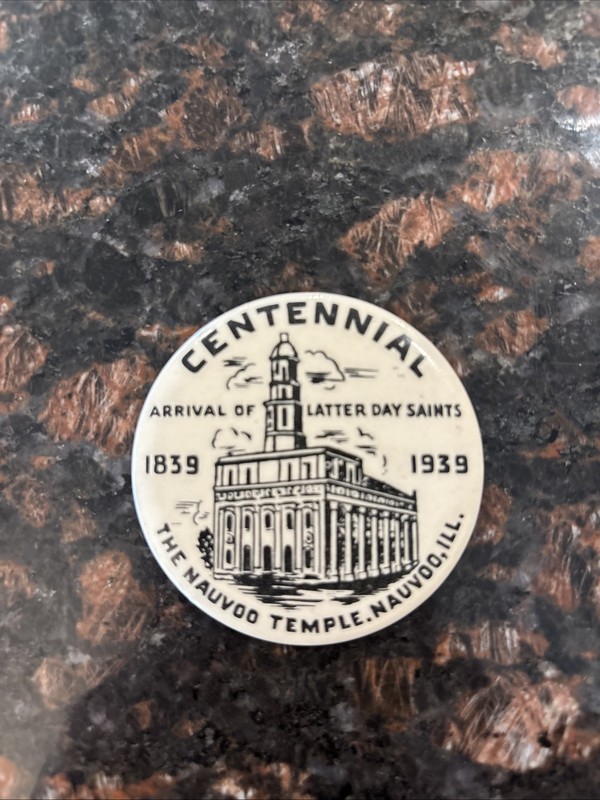 Nauvoo Temple Centennial Badge/Mirror 1939, LDS Mormon