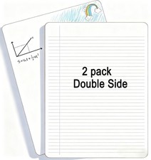 2PCS Double Sided Whiteboard 9"x12" Dry Erase Board with Lines Small White Bo...
