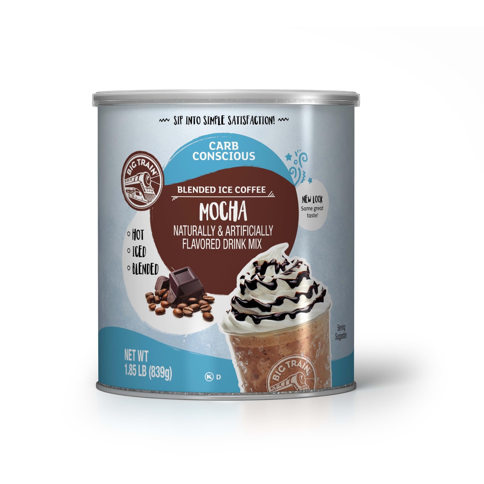 Big Train Low Carb Mocha Blended Ice Coffee Beverage Mix, 1.