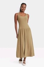 Universal Thread Womens Size Small Drop Waist Knit Midi Slip Dress Brown