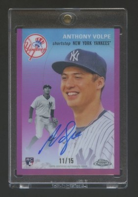 2023 TOPPS CHROME  ANTHONY VOLPE RC AUTOGRAPH PURPLE REFRACTOR #ED 11/15 JRY# MT