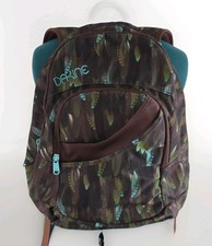 Dakine Western Backpack Brown Turquoise Bird Feathers Zip Storage Adjustible