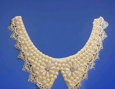 Handmade Pearl Lace Detachable Collar Necklace Floral Bib Applique
