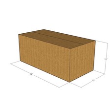 20 24x12x10 Kraft Brown Corrugated Shipping Boxes 32 ECT Single-Wall New