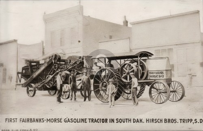 #ad Tripp SD c1910 STEAM ENGINE Fairbanks Morse GAS TRACTOR RPPC Photo Postcard COPY $4.95