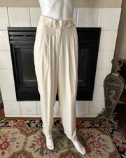 VTG 100 SILK women's SLACKS ivory dress PANTS Directives size 10